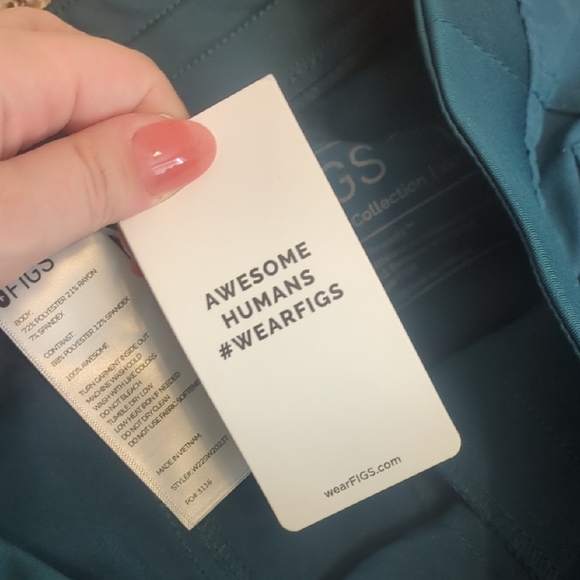 Figs Yola with Yoga waistband teal tall skinny fit straight leg scrub pants - Picture 11 of 14